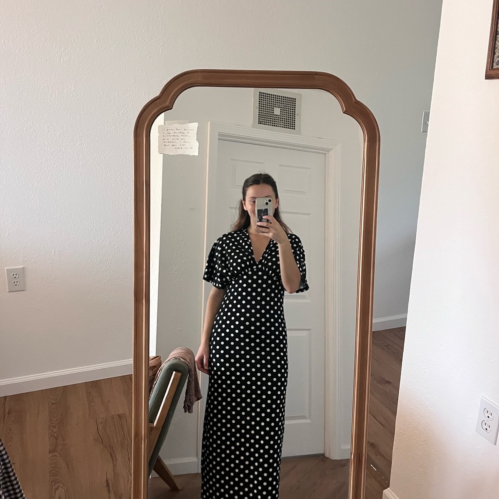 Elegant Black and White Polka Dot Dress